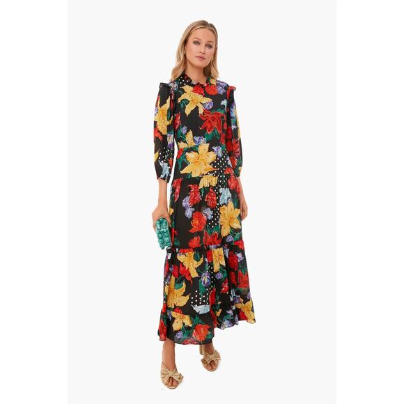 Rixo London Spotted Lily Garden Monet Floral Maxi Dress Medium - Picture 1 of 7